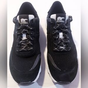 Sorel Kinetic Lite Black Suede Sneakers Womens Size 10